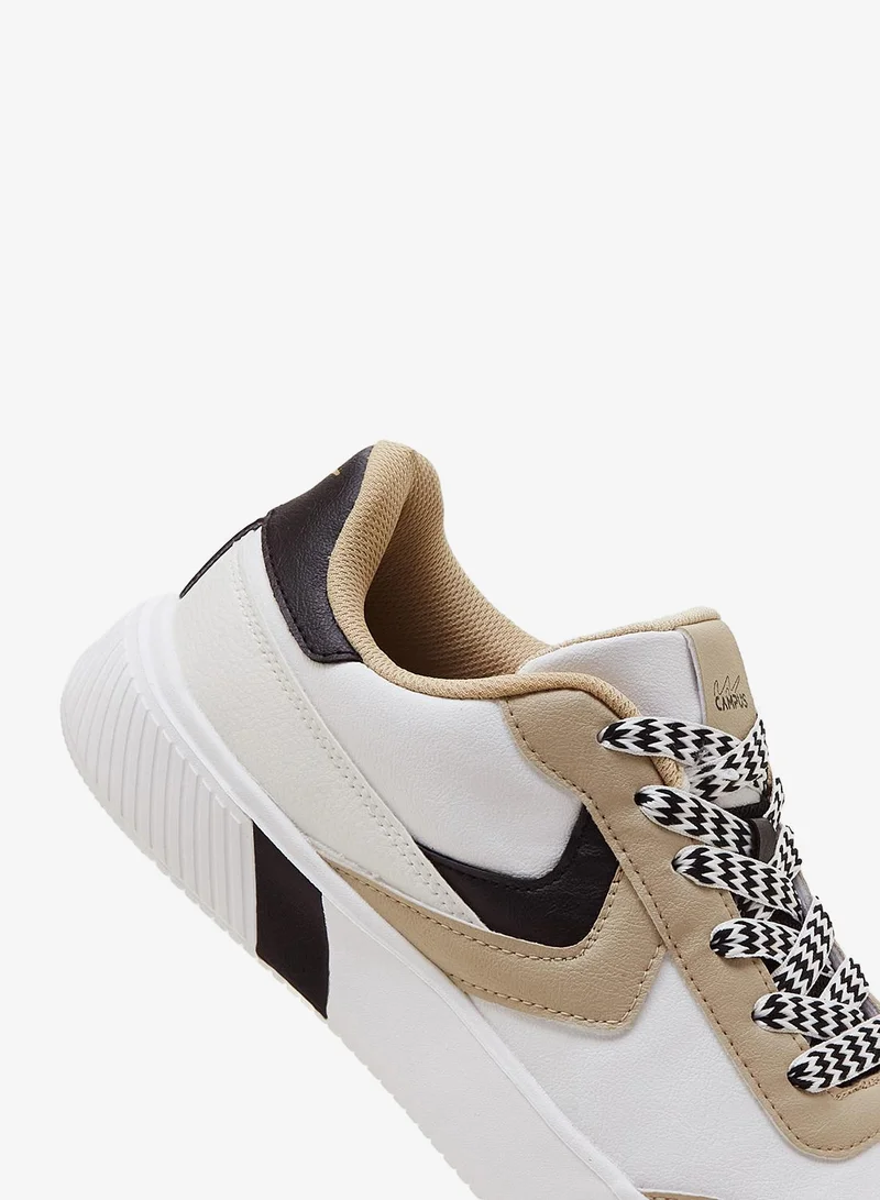 CAMPUS Wht/Blk/G.Beig Campus Men's Multi-Tone Sneakers – Cloud-Cushioned, Breathable Mesh – White/Black/Beige for Men | Best Price UAE